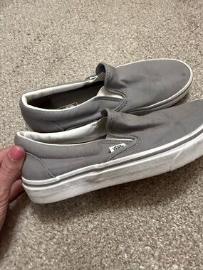 Vans Slip-On Canvas Loafers in Gray and White